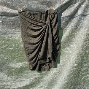 Army-Green Knotted Asymmetrical Miniskirt